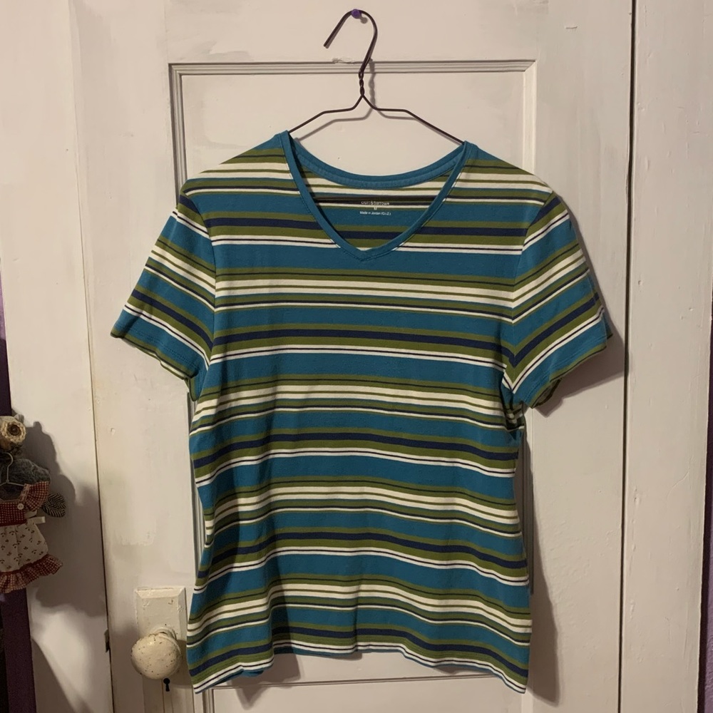 Croft & Barrow Women’s Blue/Green/White Tee